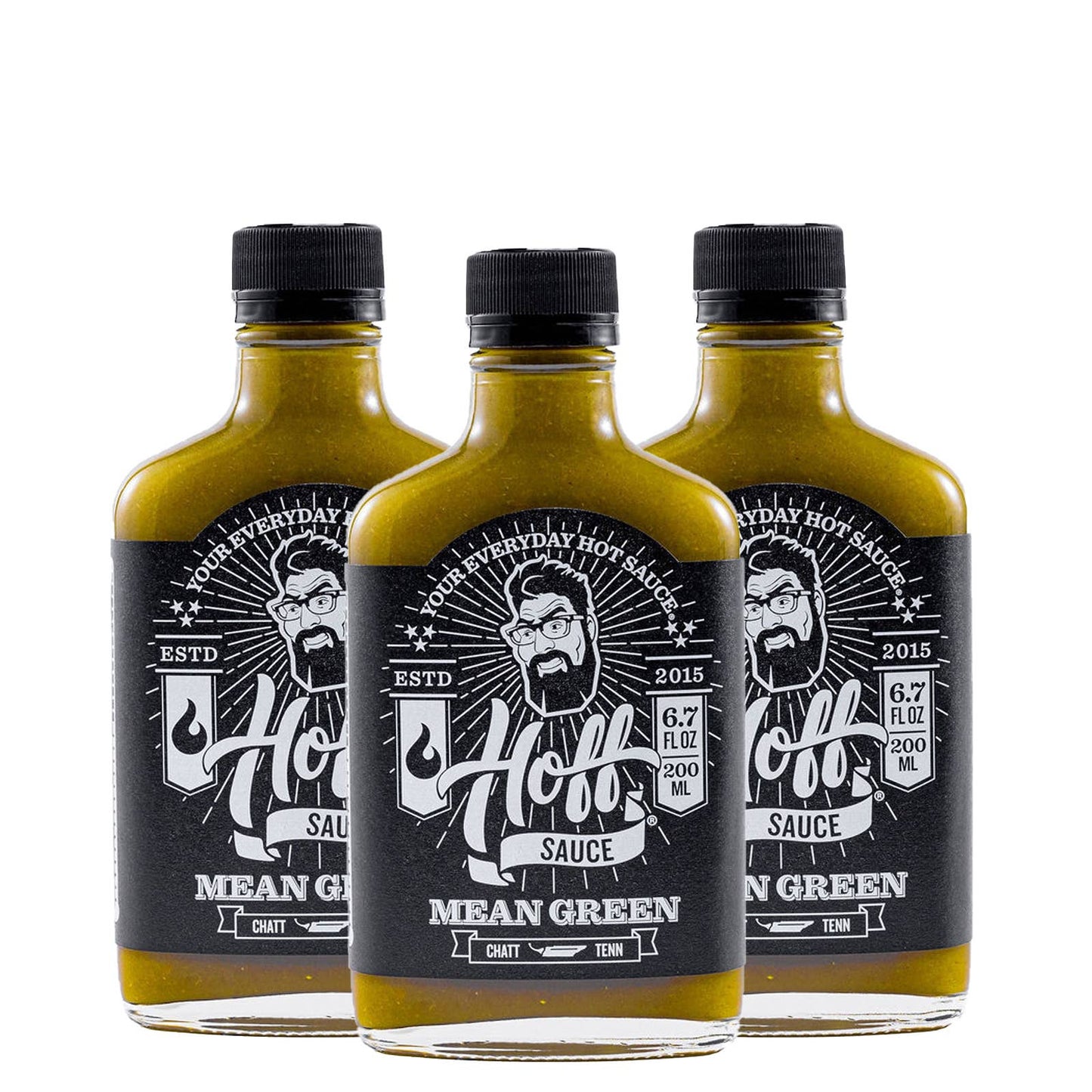 Mean Green | Hoff's Green Jalapeno Hot Sauce | 6.7oz Flask