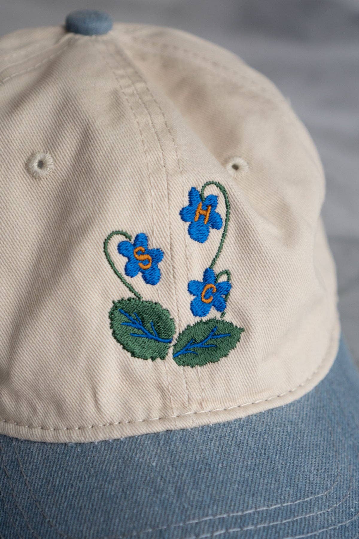 Blue Blooms Two-Tone Dad Hat