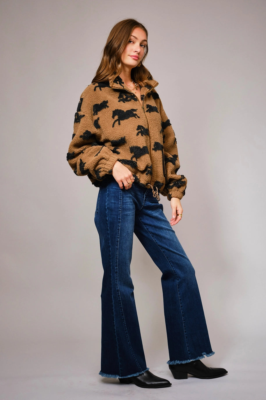 Wild Sherpa Oversized Zip-Up Jacket