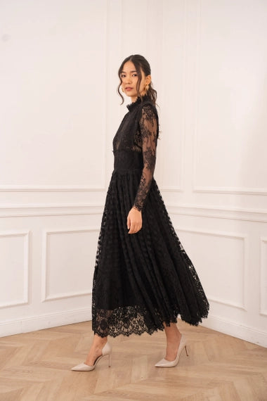Long Dress in Plumetis Lace