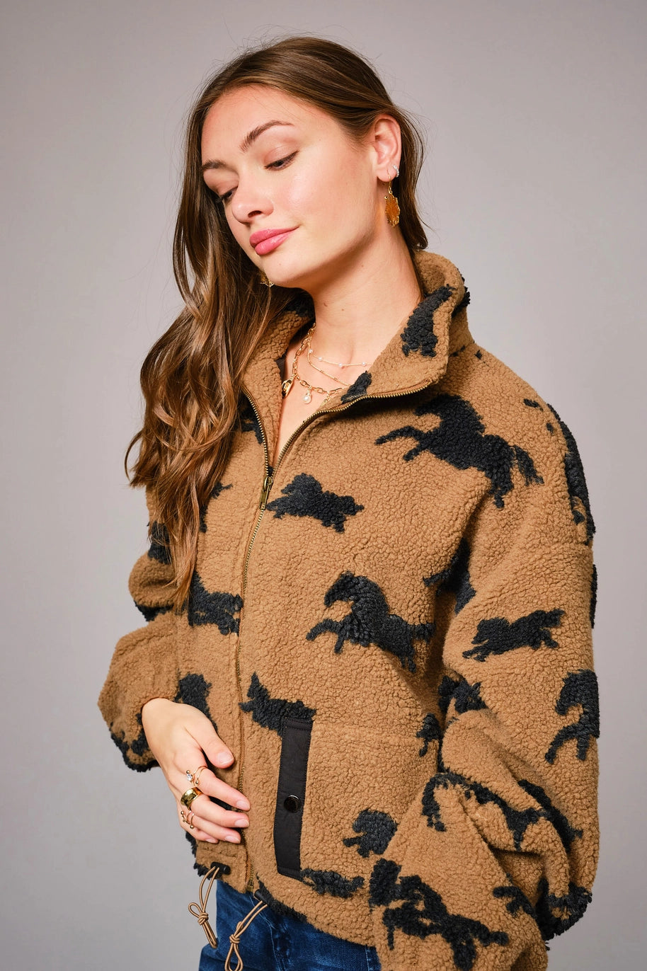 Wild Sherpa Oversized Zip-Up Jacket
