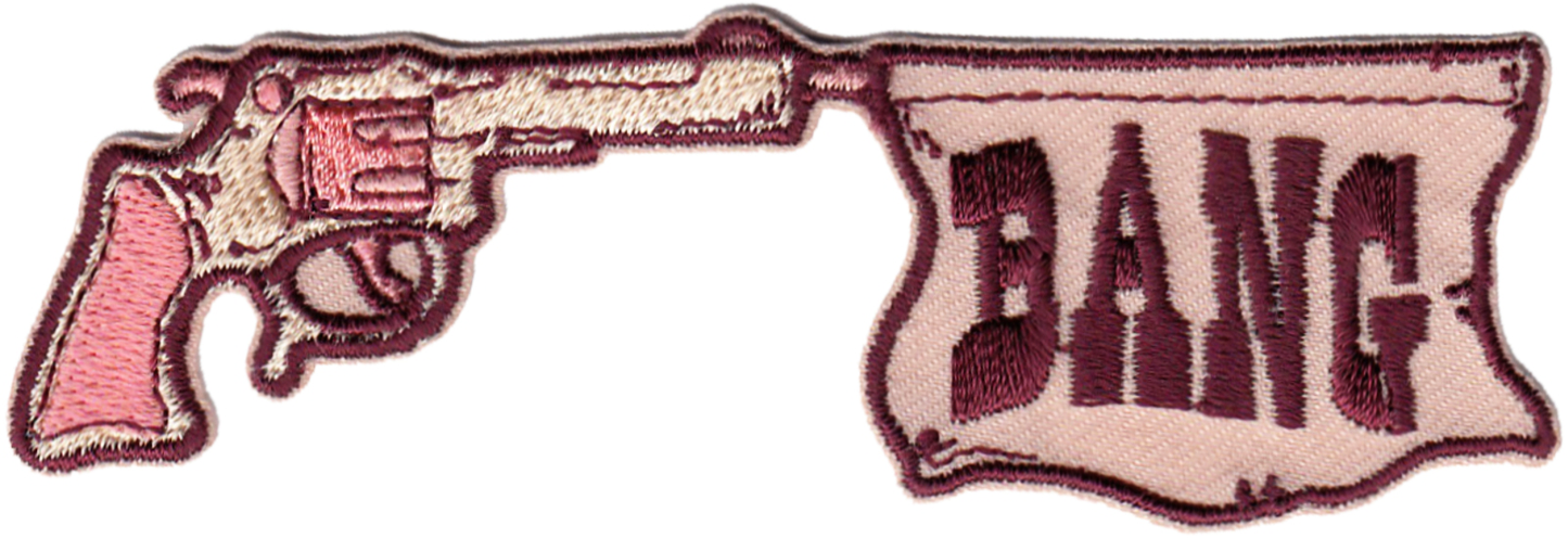 Patch - Vintage Revolver Gun With Bang Flag - Cowboy Western