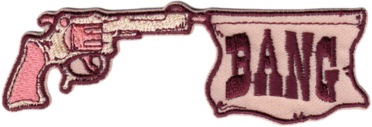 Patch - Vintage Revolver Gun With Bang Flag - Cowboy Western