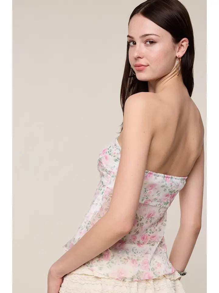 Floral Chiffon Tube Top