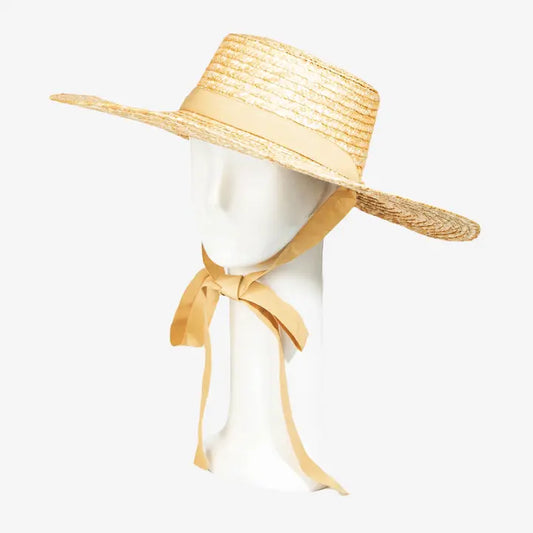 Straw Weave Ribbon Bow Chin Strap Sun Hat