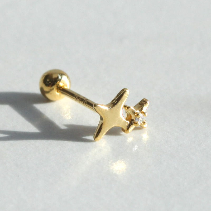 Tiny Binary Star Screw Back Earring