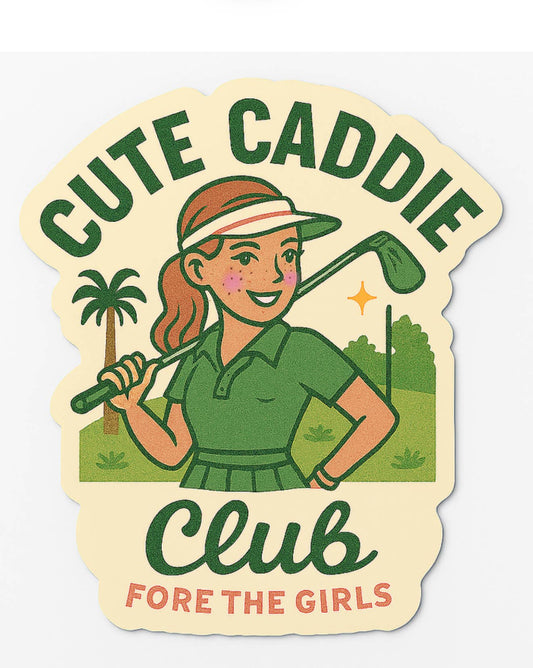 Cute Caddie Club Golf Sticker – Retro Girl Golfer 