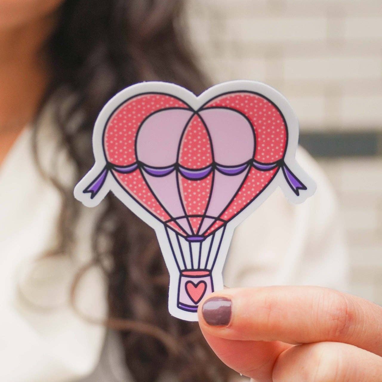 Hot Air Balloon Heart Sticker