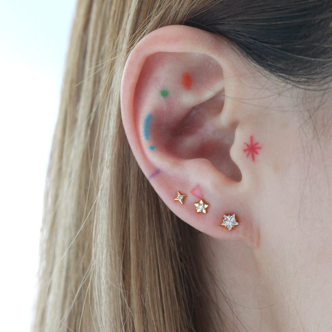 Tiny North Star Screw Back Earring