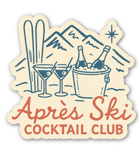 Après Ski Cocktail Club Sticker – Retro Mountain Bar Design