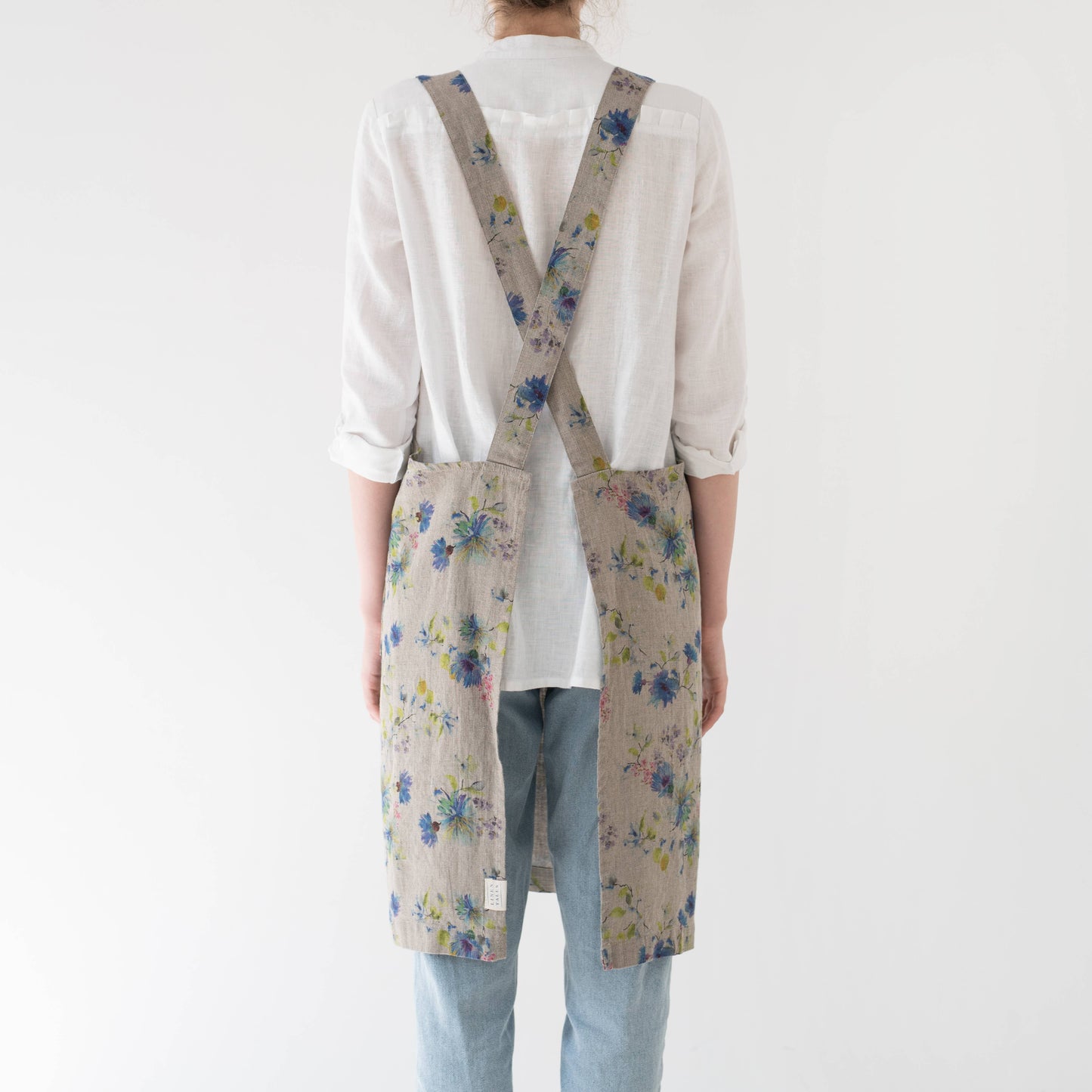 Crossback Apron | Flowers on Natural Linen
