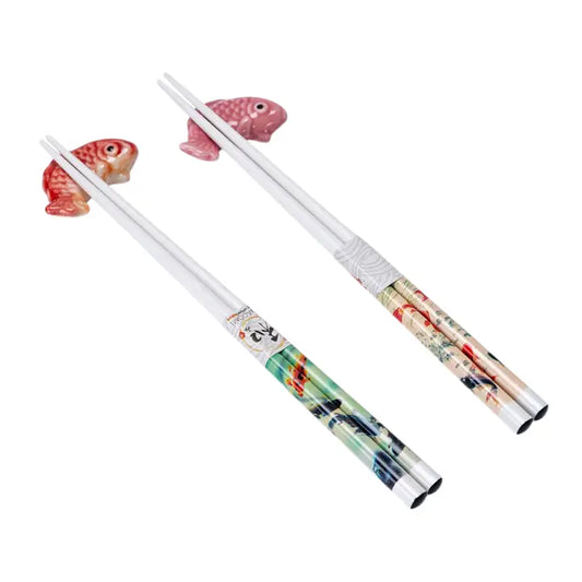 Japanese Koi Fish 2 Pair Chopsticks and Rests Set