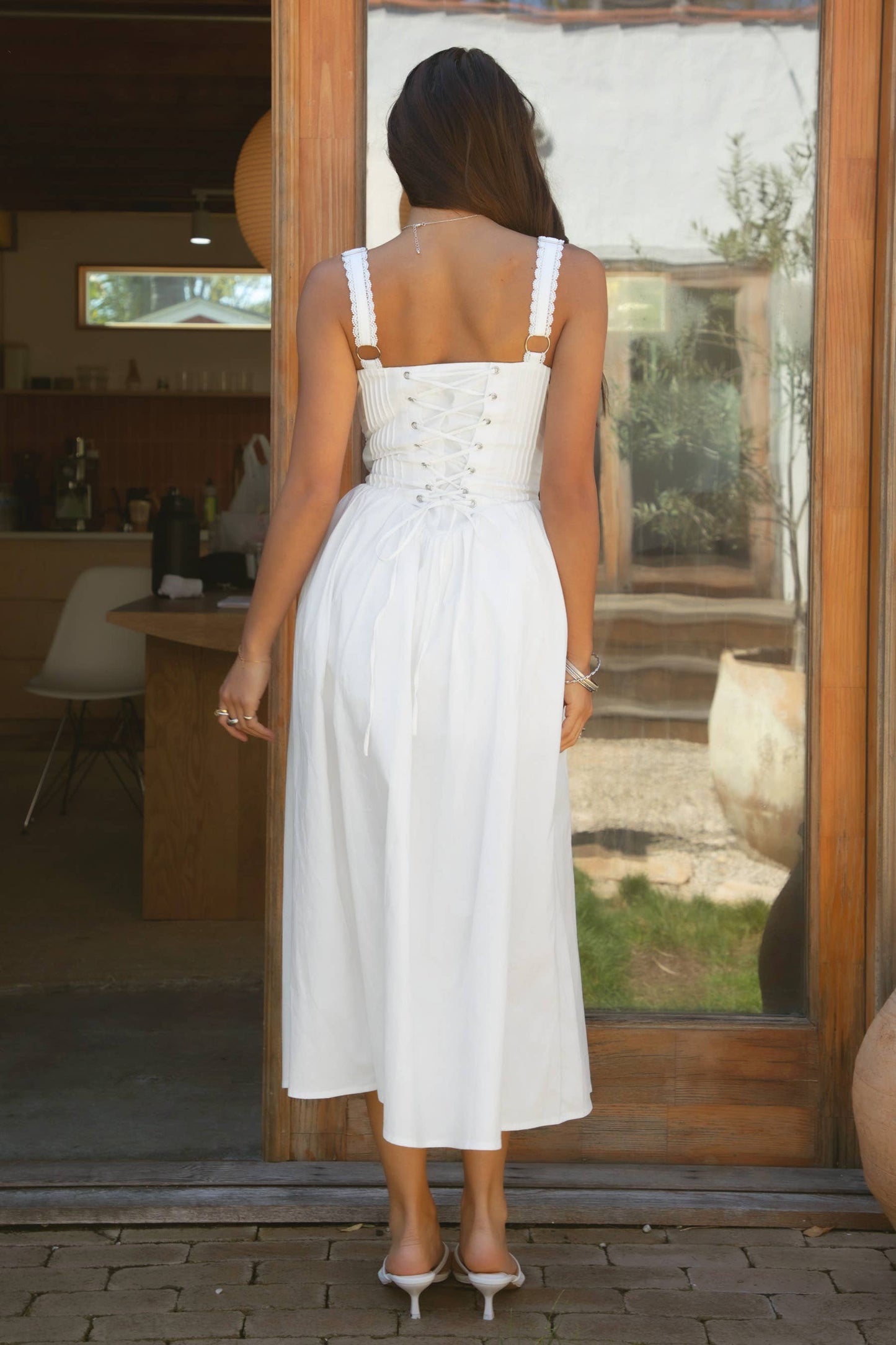 LORETTA Stretch Poplin Sleeveless Drop Waist Maxi Dress