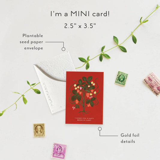 Sweet Strawberry Sprout - Thank You Mini Greet 2.5" x 3.5" 
