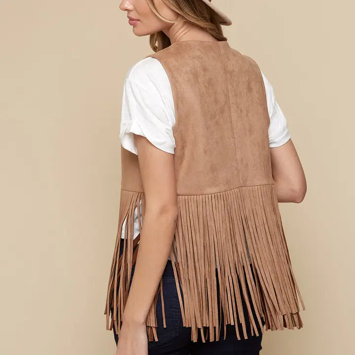 Western Fringe Open Front Vest