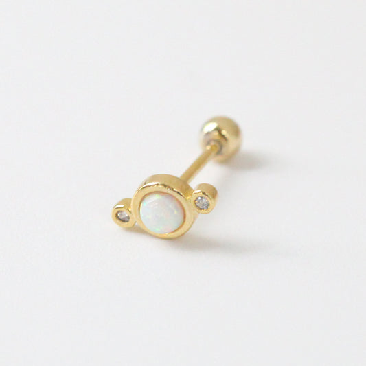 Tiny Aqua Screw Back Earring