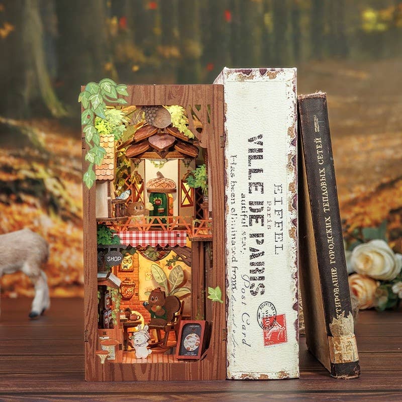 DIY Book Nook Kit: Squirrel Collector with Dust Cover
