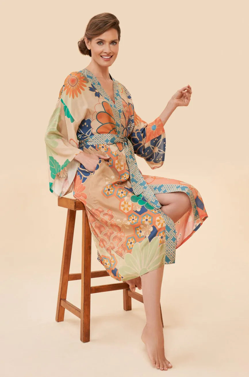 70s Kaleidoscope Floral Kimono Gown | Coconut