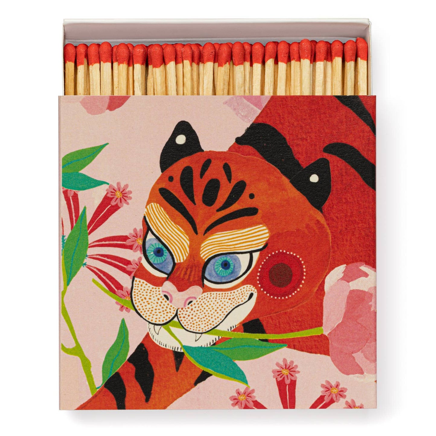 Tiger with Peony | Square - Safety Matches