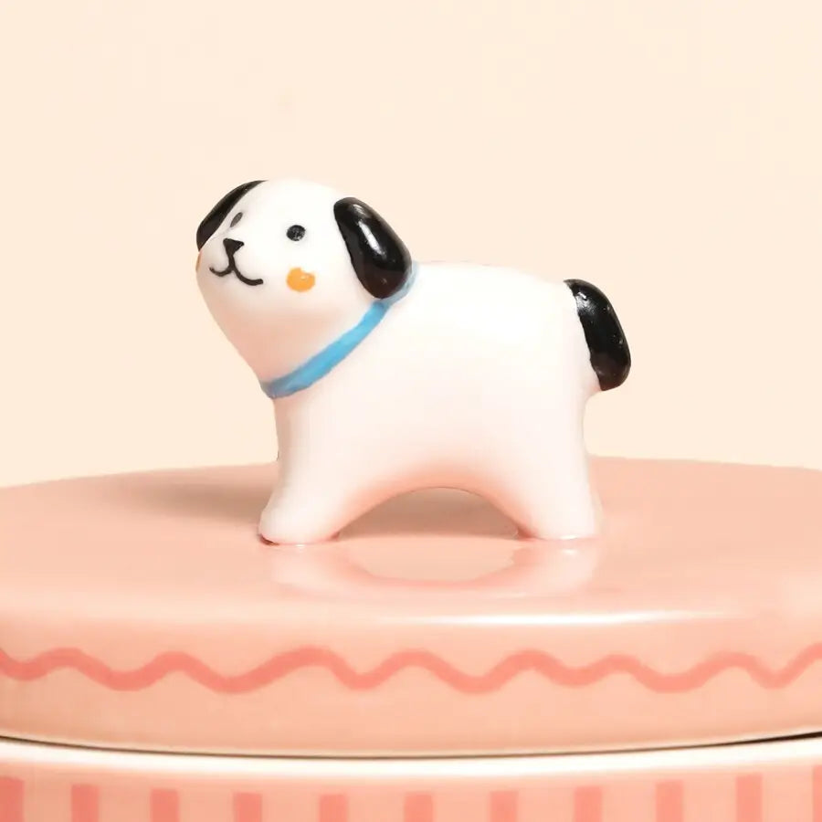 Pink Oval Dog Trinket Pot