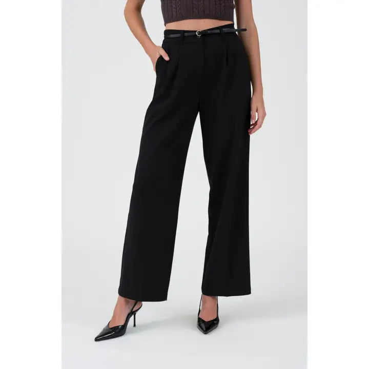 High Waist Pleated Wide Leg Dress Pants