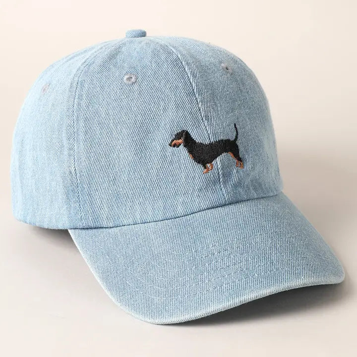 Dachshund Dog Embroidered Denim Baseball Cap