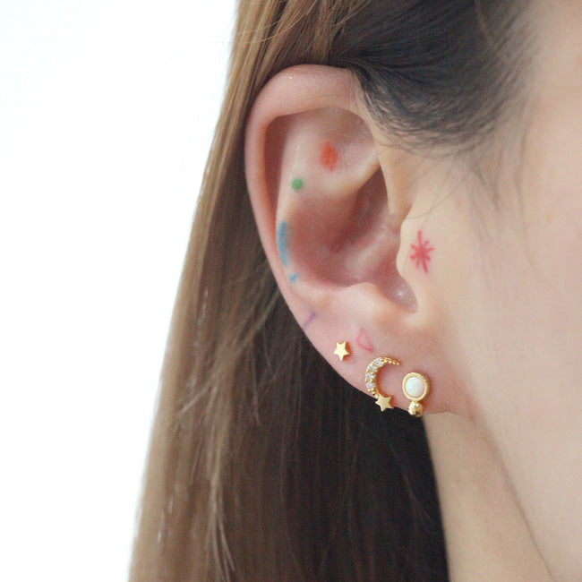 Tiny Moon & Star Screw Back Earring