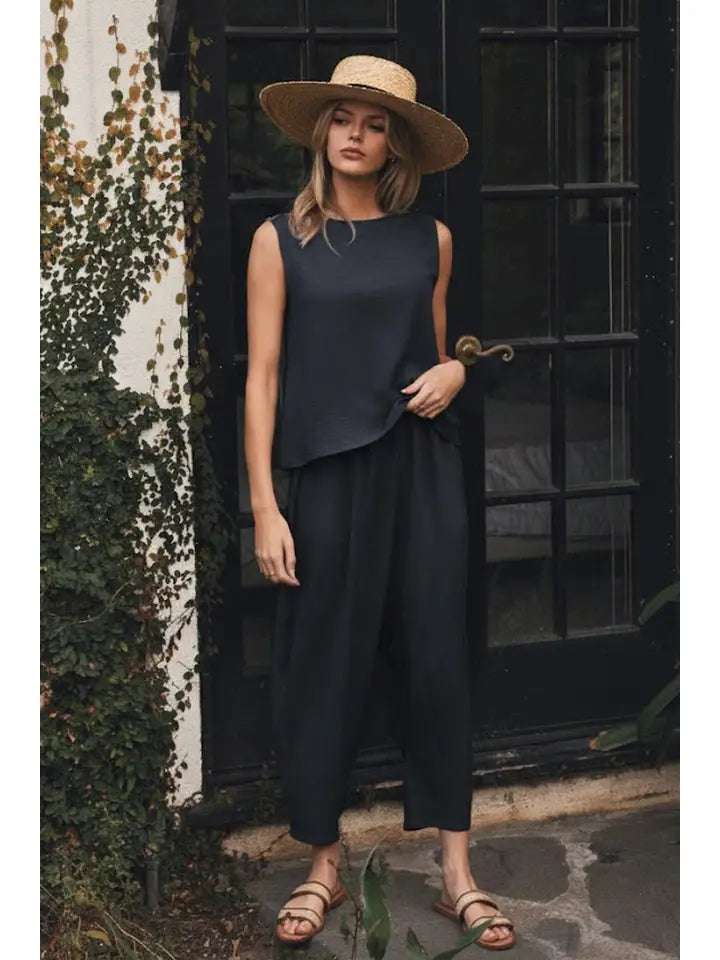 Textured Knit Top & Relaxed Pants Set