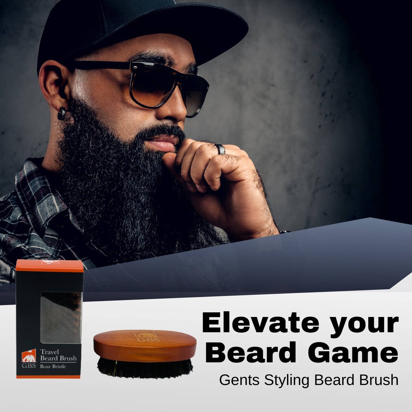 G.B.S Travel Sized 100% Boar Bristle Beard Brush