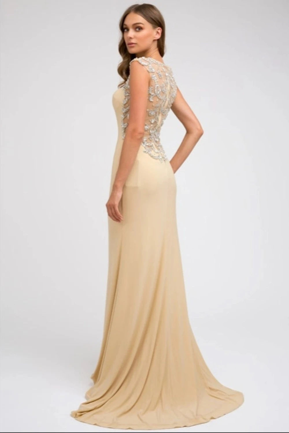 Sleeveless Fitted Evening Gown