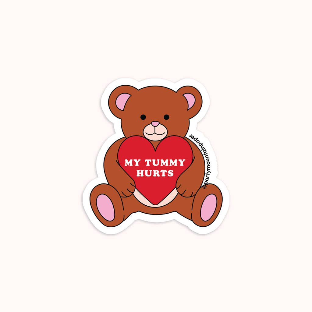 My Tummy Hurts Bear Sticker