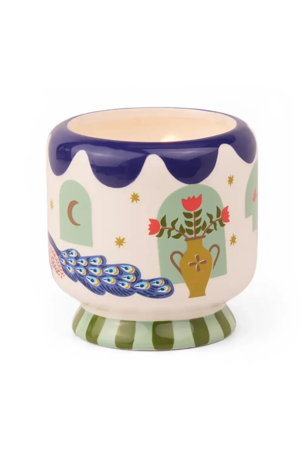 A Dopo Peacock Ceramic Vessel Candle | Misted Lime