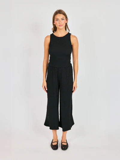 Black Textured Pants