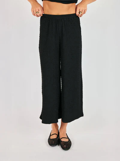 Black Textured Pants
