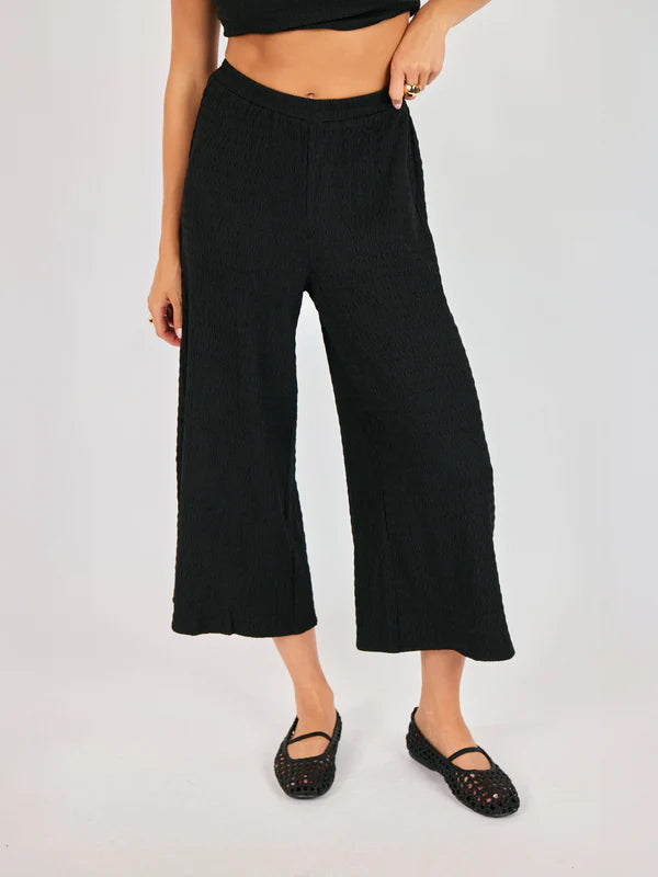 Black Textured Pants