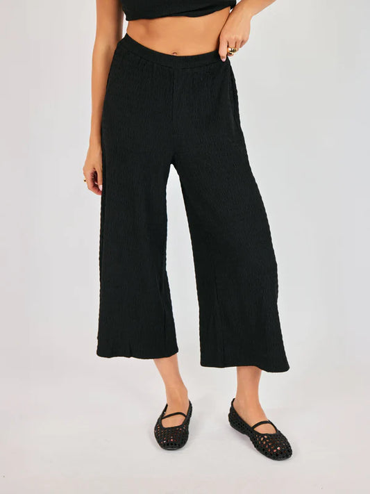 Black Textured Pants