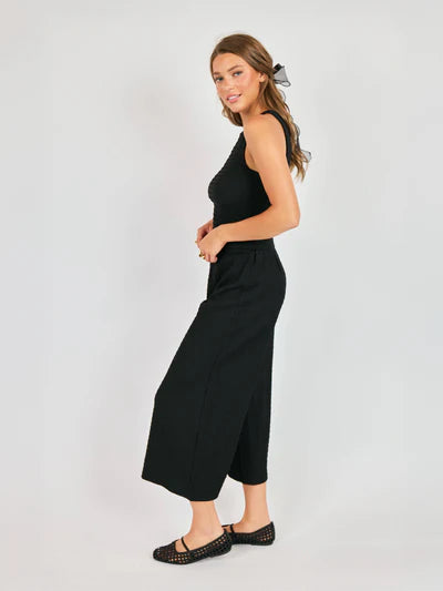 Black Textured Pants