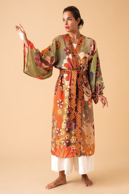 70's Kaliedoscopee Floral Kimono gown