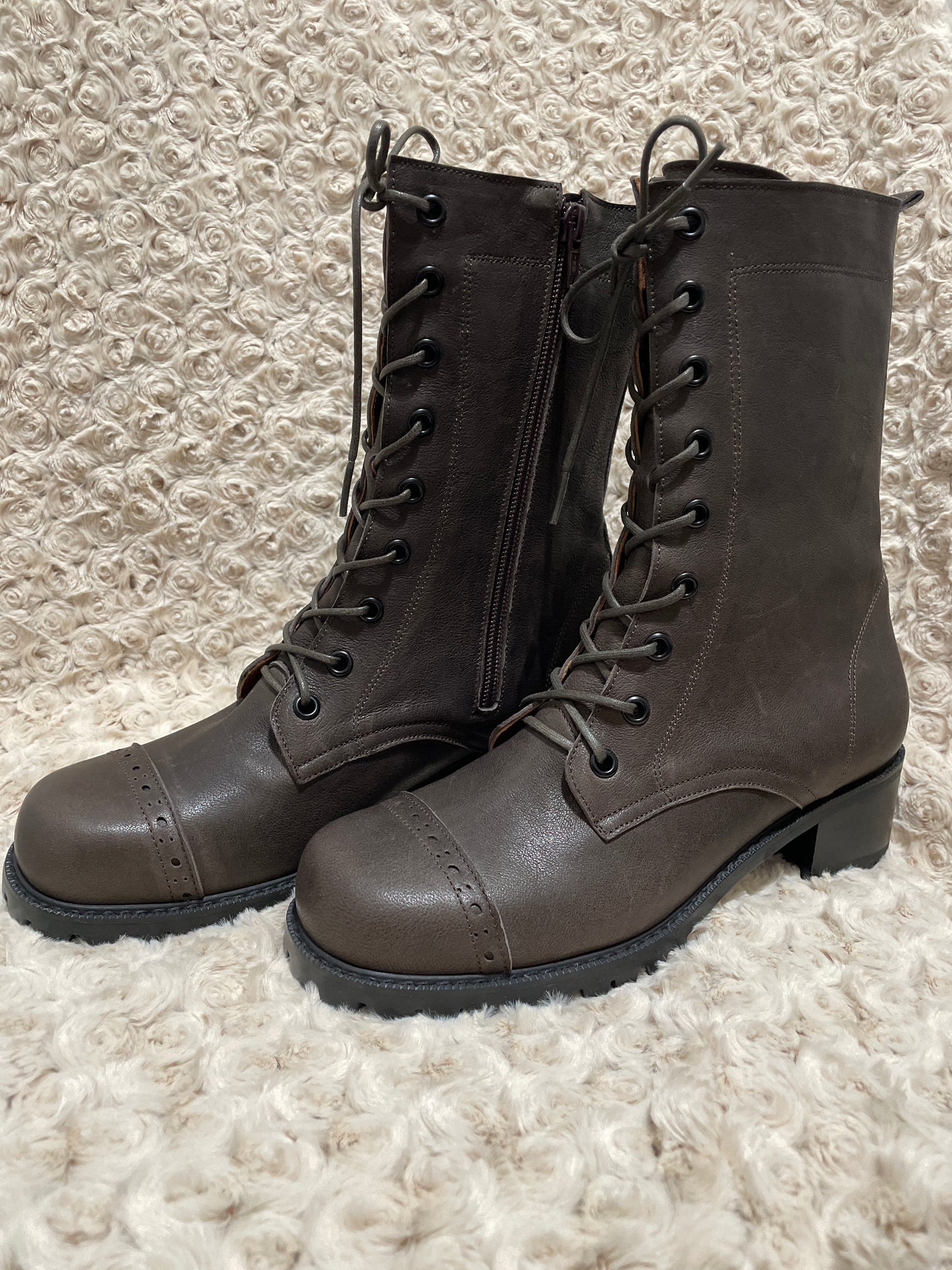 Lace-Up Mid-Calf Boots