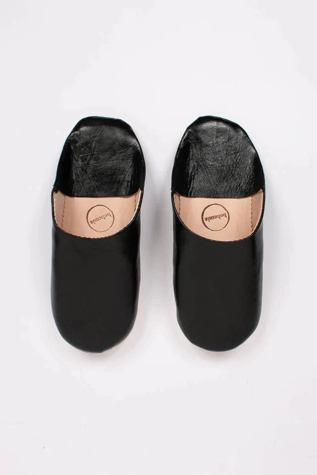 Moroccan Babouche Basic Slippers | Black