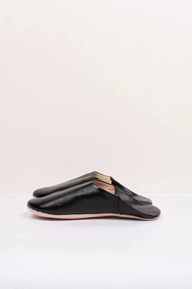 Moroccan Babouche Basic Slippers | Black