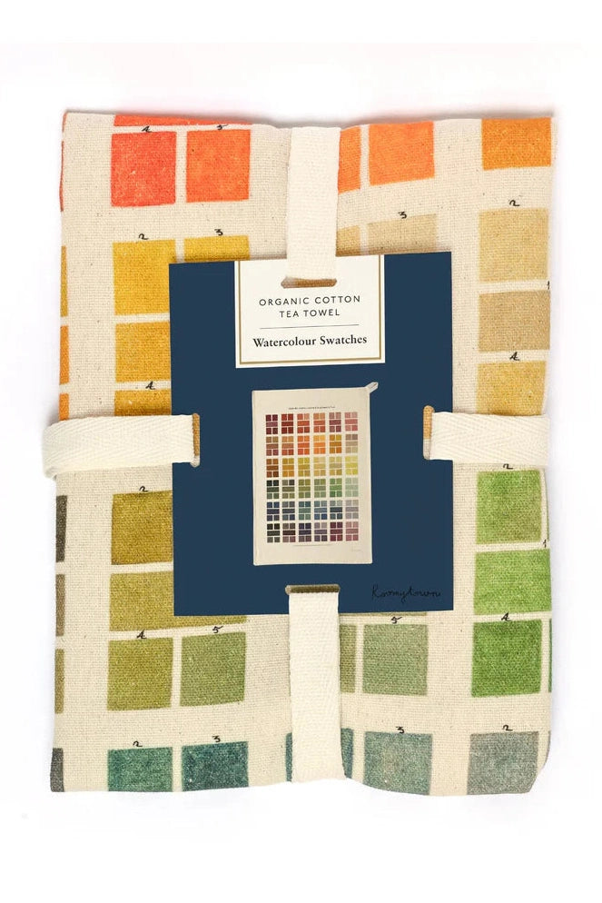 Organic Cotton Tea Towel - Watercolour Swatches