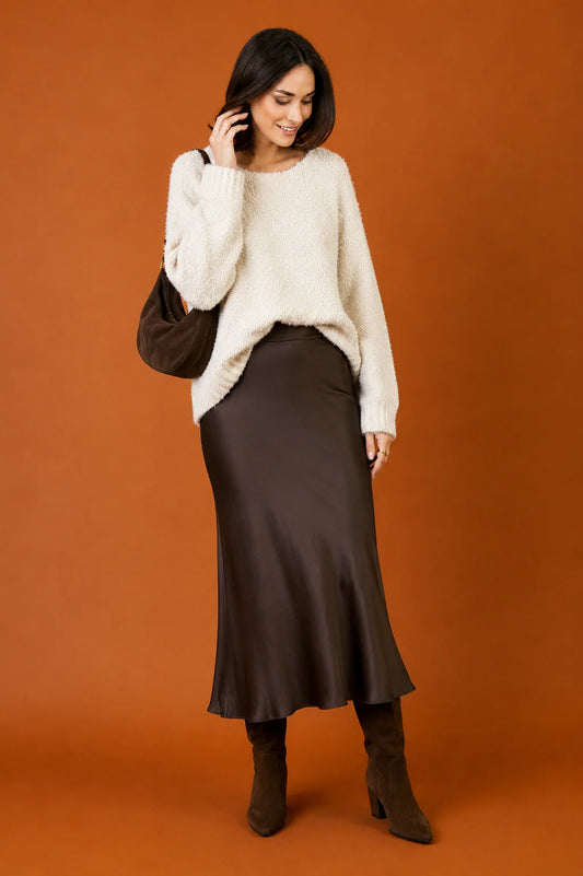 Gem Bias Cut Satin Skirt