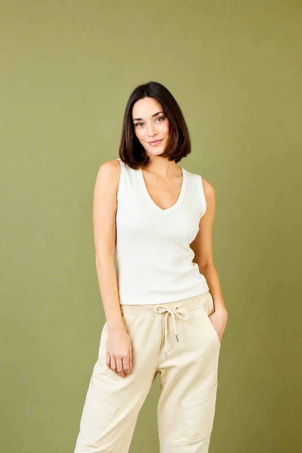 Jalen V Neck Wide Strap Rib Jersey Vest