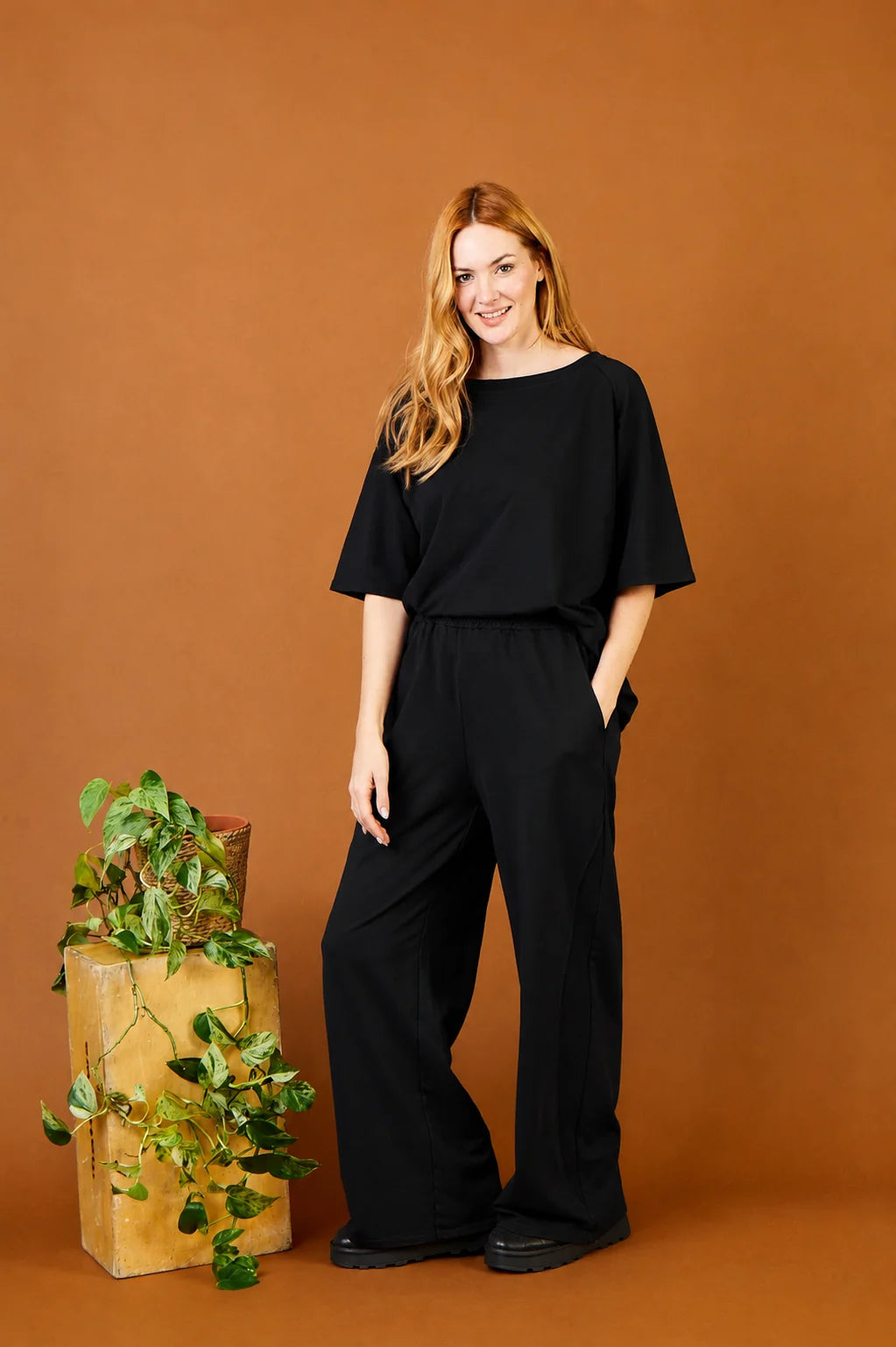 Jaycee Jersey Wide Leg Joggers W/ Rib Side Panel