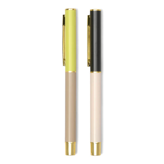 Color Block Pens - Set of 2 | Off White + Taupe