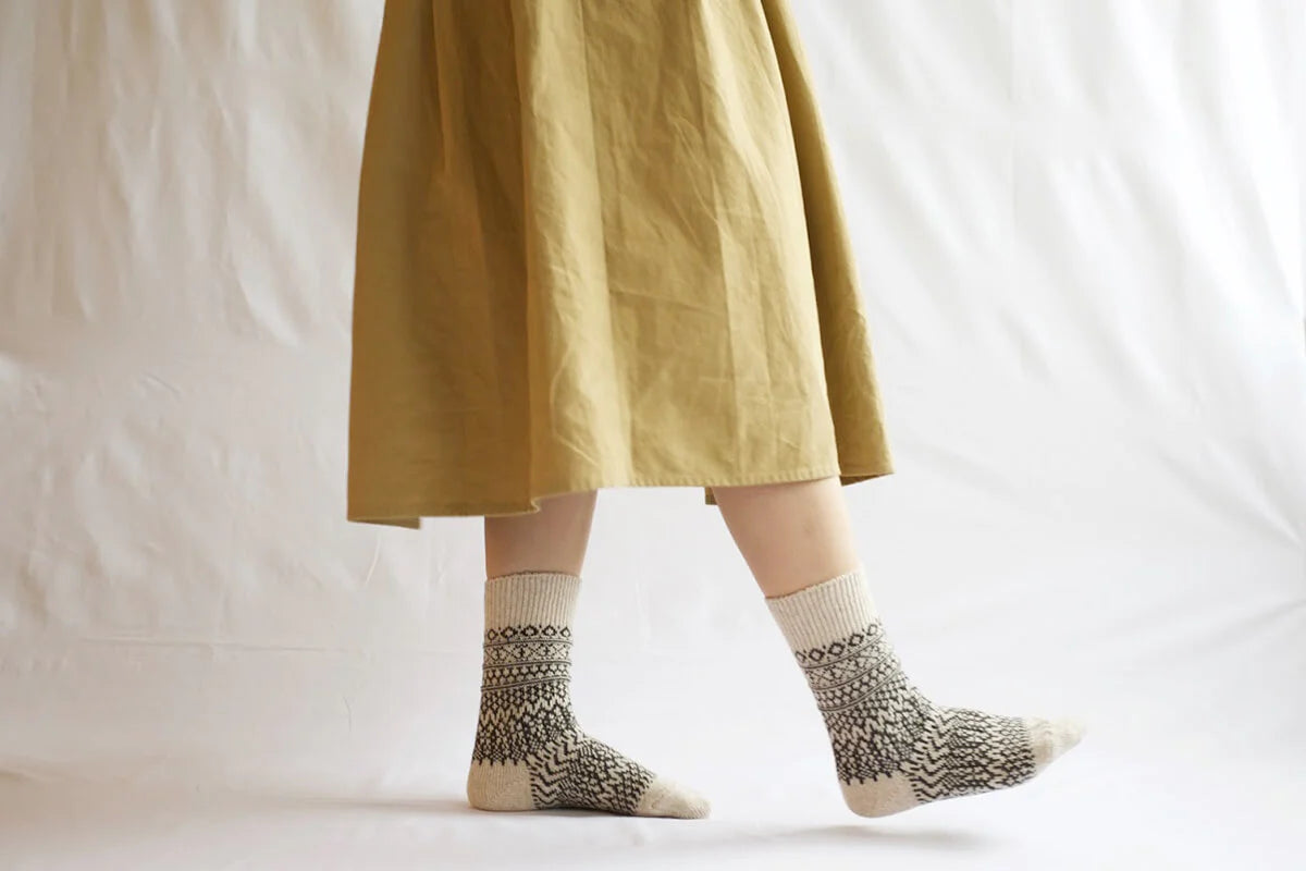 Nishiguchi Kutsushita Wool Jacquard Socks