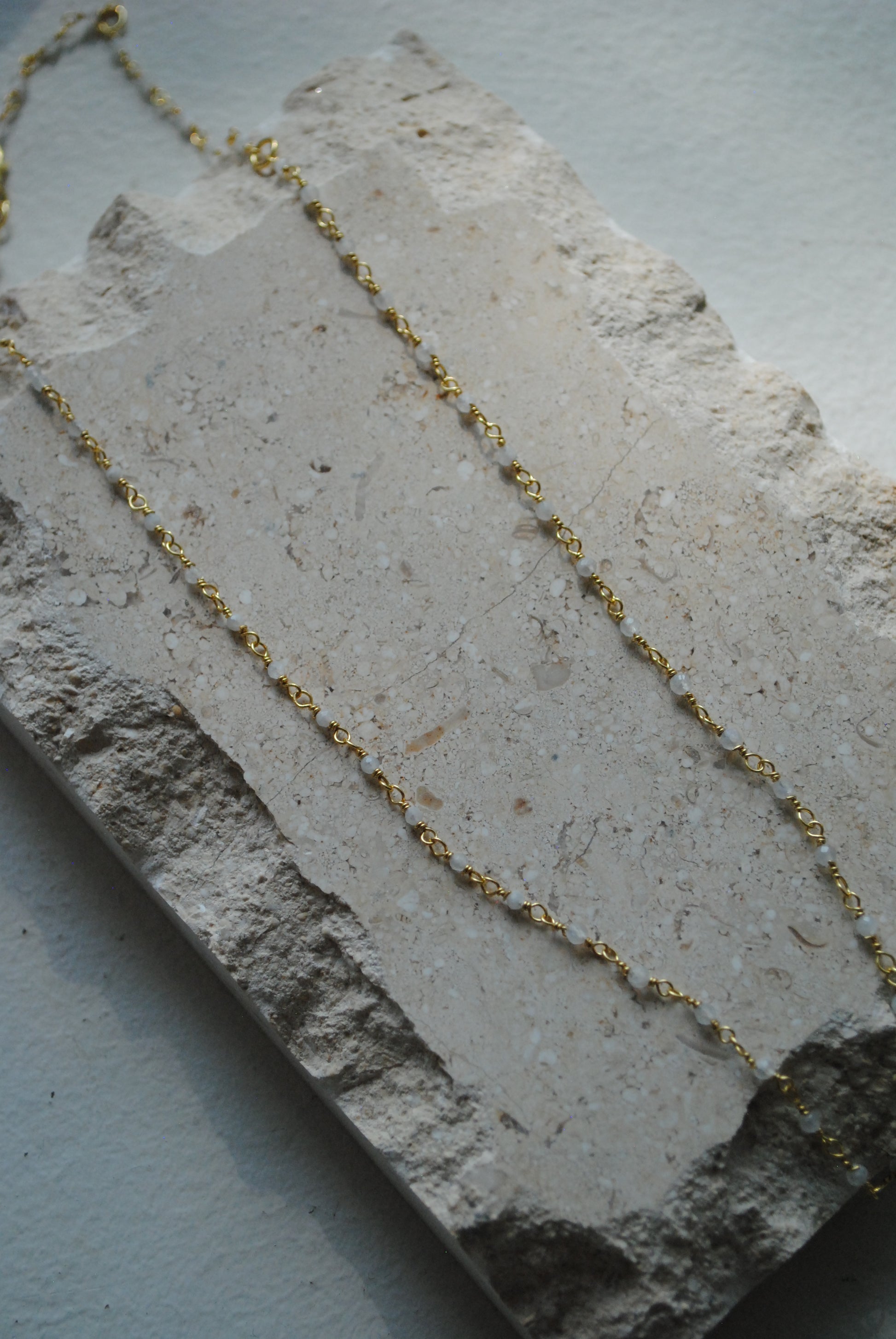 White Moonstone and Gold Plated Necklace