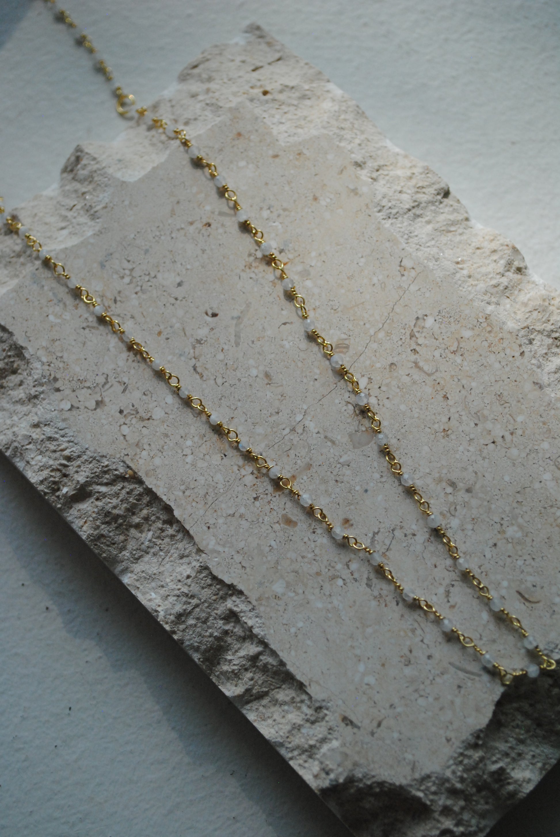 White Moonstone and Gold Plated Necklace