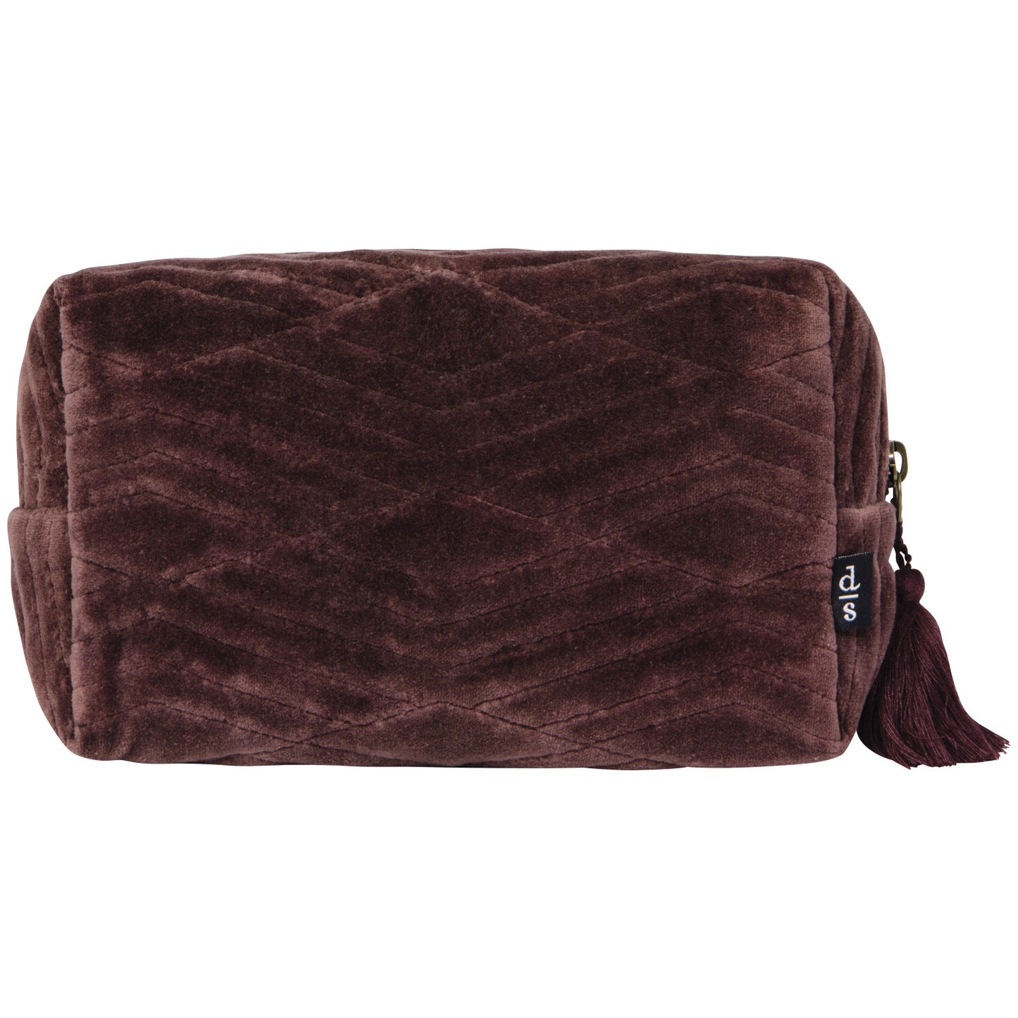 Fig Quilted Velvet Cosmetic Bag